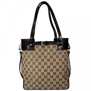 Gucci handbag for women, GUCCI 107757 GG canvas, brown, gold hardware.